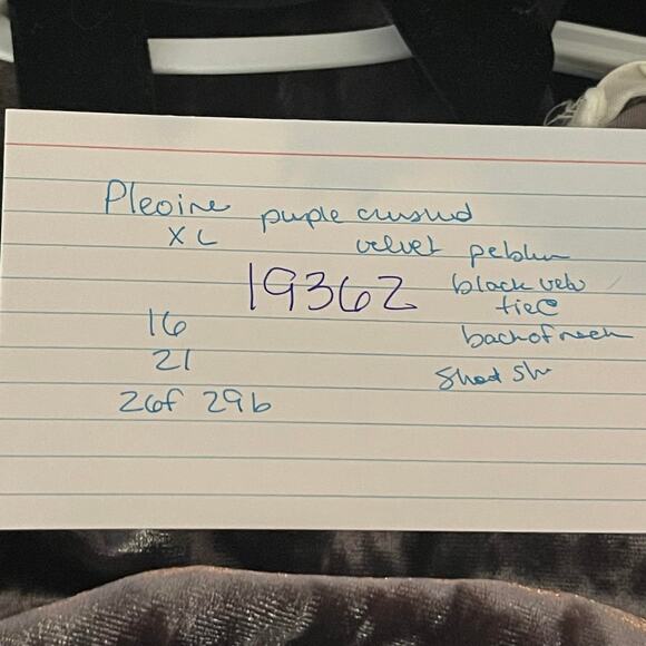 Anthropologie Pleione shirt blouse top crushed velvet purple w black tie XL - Picture 11 of 12